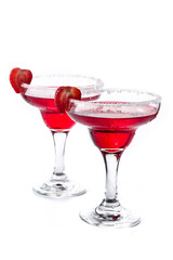 Strawberry cocktail drink in glass isolated on white background