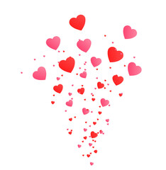 Valentines day, love banner, red and pink heart splash, romantic card vector illustration