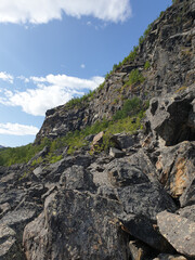 Rock terrain along the footpath near Kebnekaise mountain station, Lapland, Sweden.