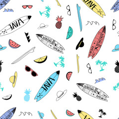 Hand drawing summer icons seamless illustration vector. © miniwhale