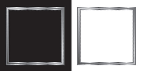 Silver color photo frame, blank background vector design with white, black backgrounds, used gradient.