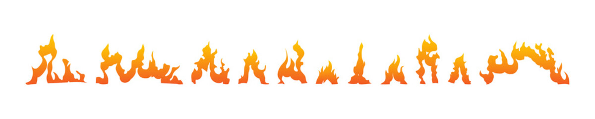 Fire flames collection. Fire vector icons, isolated. Symbols Fire flames in flat design. Flames icons. Vector illustration