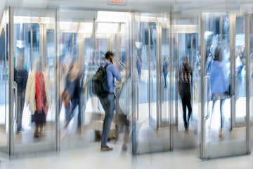 group of people in the lobby business center