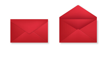 Realistic red envelope isolated, paper object vector