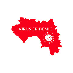 Guinea Virus Epidemic country of Africa, African map illustration, vector isolated on white background