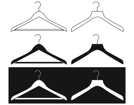 Ilustraci&oacute;n de perchas, colgador, vector, blanco y negro