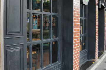 Retro black wooden window frame