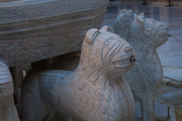 fotografía detalle de la escultura de la fuente de los leones
