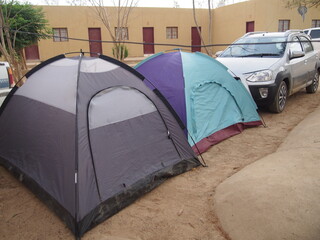 Tents and a car, Opuwo, Namibia