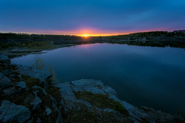 Colorful sunset over the lake