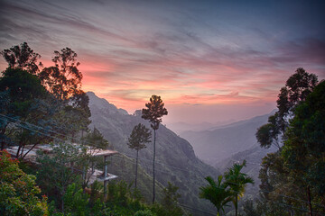 sunrise in the mountains of sri lanka