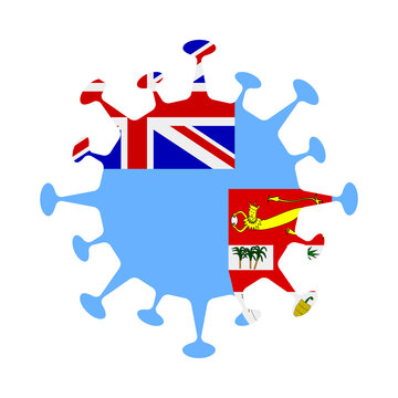 Flag of Fiji in virus shape. Country sign. Vector illustration.