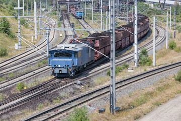 German train transporting brown coals from Hambach mine to power plant