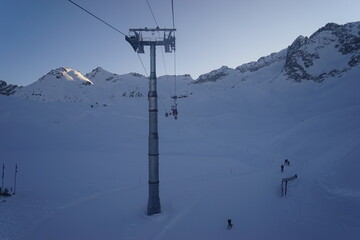 The view of snow in the alps