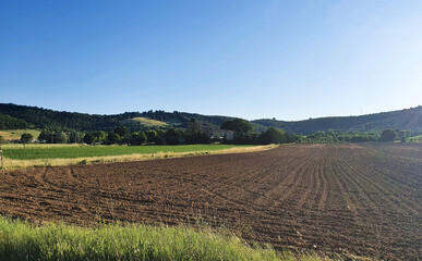 Fototapeta na wymiar Landscape of cultivated fields in Umbria, Italy.