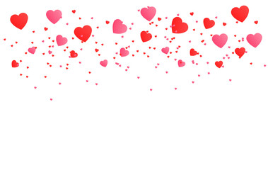 Valentines day, love banner, red and pink heart splash, romantic card vector illustration