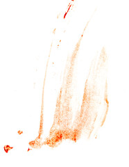 Stains of human blood on a white background.