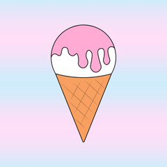 Ice cream cone, vector illustration.