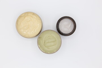 texture of creams on white background