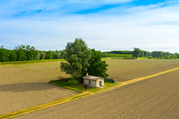 small farm in the countryside on summer