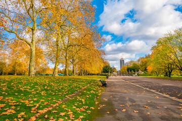 People walked and relaxed around the Kensington Gardens the Royal Parks, London, UK.