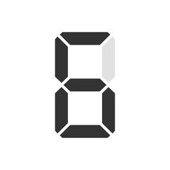 Digital clock number 6. Led digit 6. Six.  Electronic figures. Vector illustration.