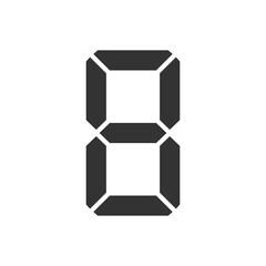 Digital clock number 8. Led digit 8. Eight.  Electronic figures. Vector illustration.
