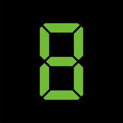 Digital clock number 8. Led digit 8. Eight.  Electronic figures. Vector illustration.