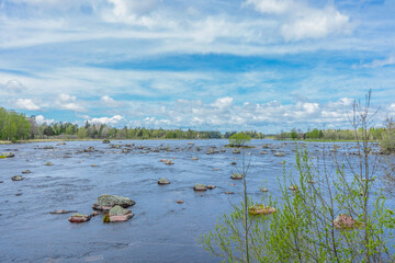 Delta of Dalalven river in southern norrland. Spring in Sweden. Scandinavian landscape.
