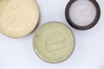 texture of creams on white background