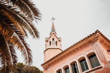 Park Guell by architect Gaudi in a summer day  in Barcelona, Spain.