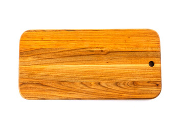 Old village kitchen cutting Board for food isolated on white background. Items for cooking. Kitchen utensils