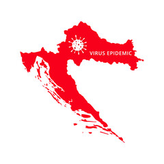 Croatia Virus Epidemic country of Europe, European map illustration, vector isolated on white background