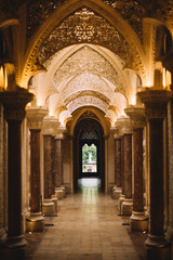 Sintra/Portugal-07.01.2018: Beautiful arches of Monserrate Palace in Sintra, Portugal, interior