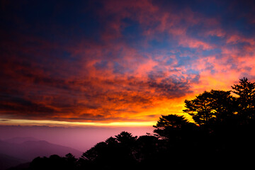 Sandakphu sunrise. Sandakphu (3665 m; 11,930 ft) is the highest point of the Singalila Ridge in the district of Ilam, Nepal on the West Bengal-Nepal border