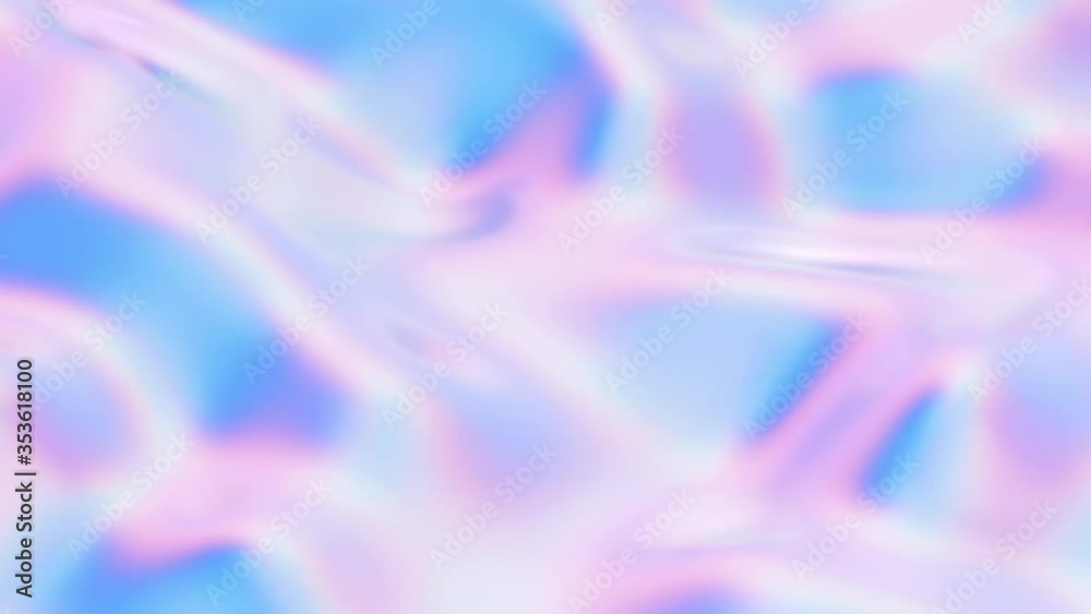 Aufkleber Animated 3D abstract holographic liquid background. Iridescent psychedelic fluid shape with waves. Colorful fluid abstraction flow. 4K 3d rendering seamless looping animation.