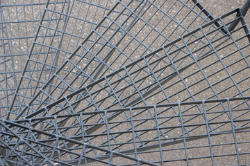 Spiral metal staircase steps. Metal construction concept. 