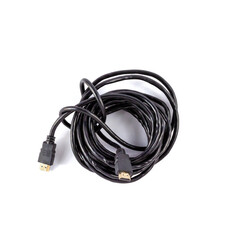 large hdmi cable on white isolated background. long cable twisted.