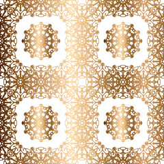 Golden snowflakes seamless vector pattern. - 353619564
