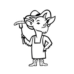 Cowboy Billy Goat Barbecue Chef Mascot Black and White