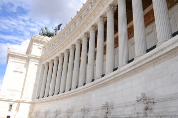 Dozen of columns in the administration building in centre of Rome
