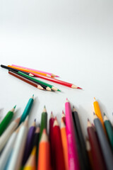 Fototapeta premium Many colorful pencils for children are brought together.