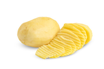 peeled potatoes isolated on white background
