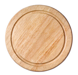 round wooden cutting board isolated on white background
