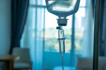 iv fluid intravenous drop saline drip hospital room