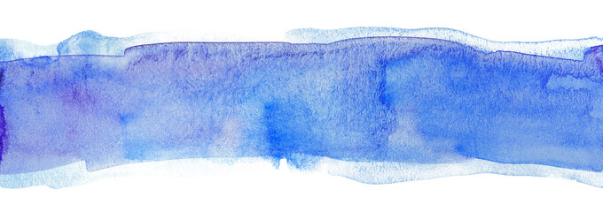 watercolor texture background strip blue watercolor. Detail with place for text.