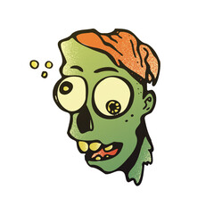Zombie sticker isolated from background. Graphic modern illustration with zombie face.