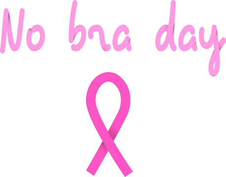 No Bra text vector illustartion. 13 october day. Design for print card, banner, poster, t shirt, badge.Sticker for social media. pink on a white background