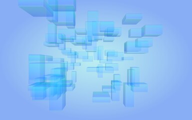 Blue and purple abstract digital and technology background. The pattern with repeating rectangles. 3D illustration