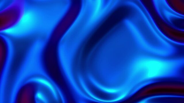 Abstract blue fluid loop animated background, reflective looping wavy foil 3D render oil surface, holographic vibrant loopable texture with ripples.  
